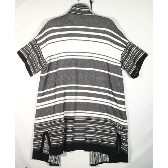 VINCE Women's Short Sleeve Open Front Long Striped Cardigan Black White SZ Small - Picture 11 of 13